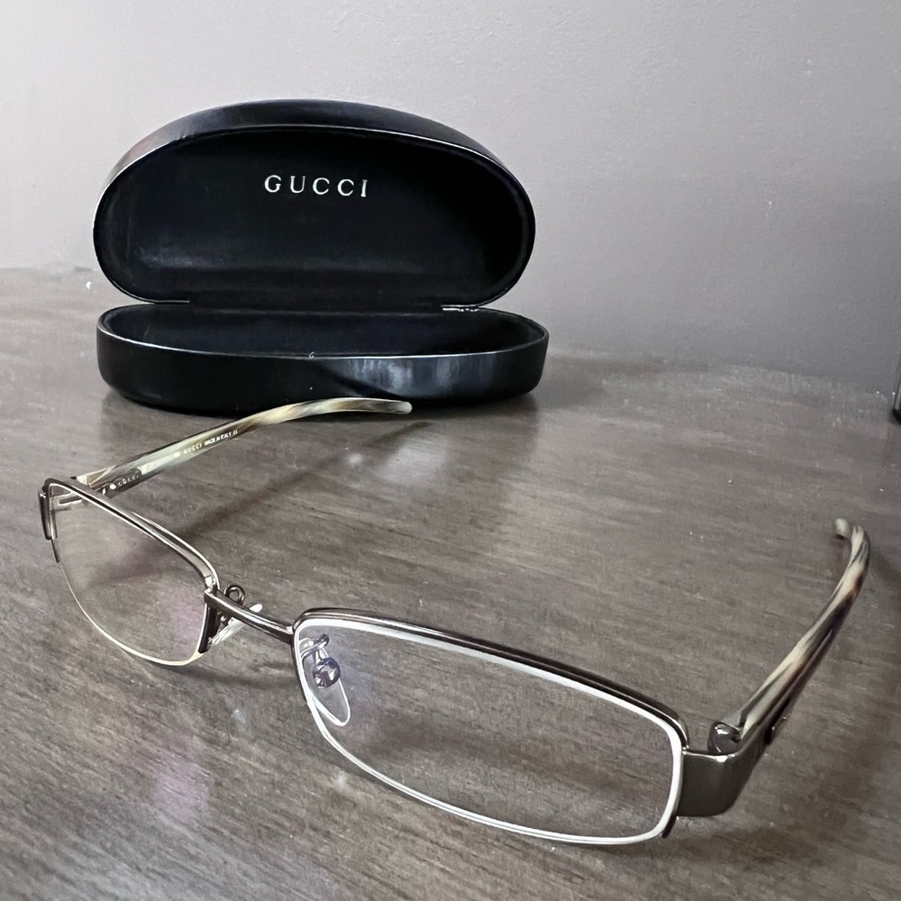 Gucci Metallic Eyeglasses with Black Case